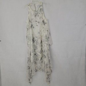 ELIZABETH AND JAMES Womens US 4 Dress Maylie White Gray Floral Tiered Silk